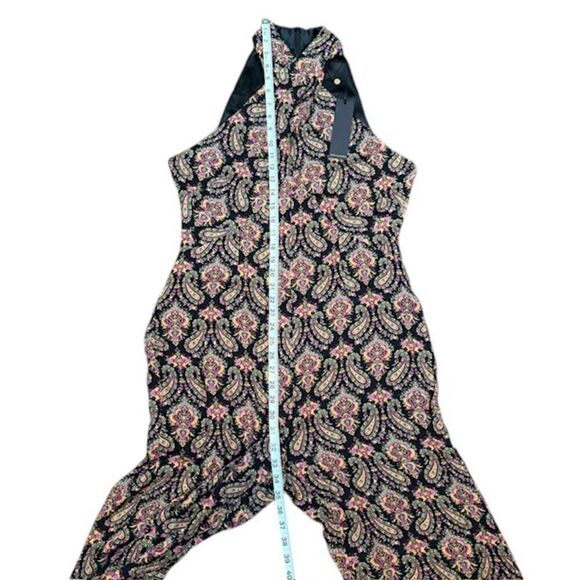 NWT Kobi Halperin Tara Paisley Silk Halter Jumper Black Wide Leg Cross Front 12 - Picture 10 of 16